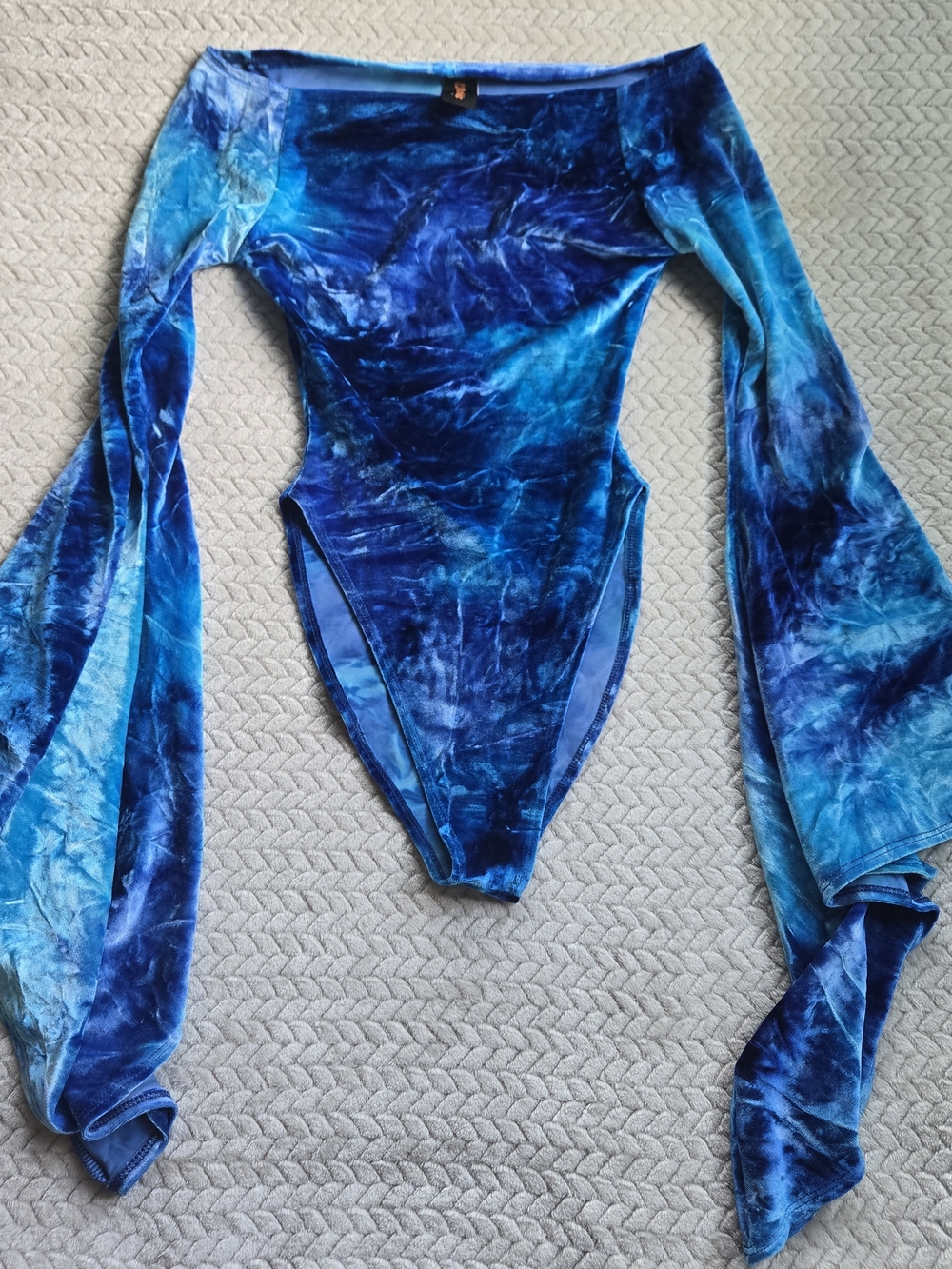 J. Valentine FF113 Tie-Dye Velvet Long Sleeve Festival Rave Gypsy Bodysuit S/M